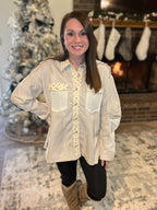 Floral Stripe Contrast Shacket