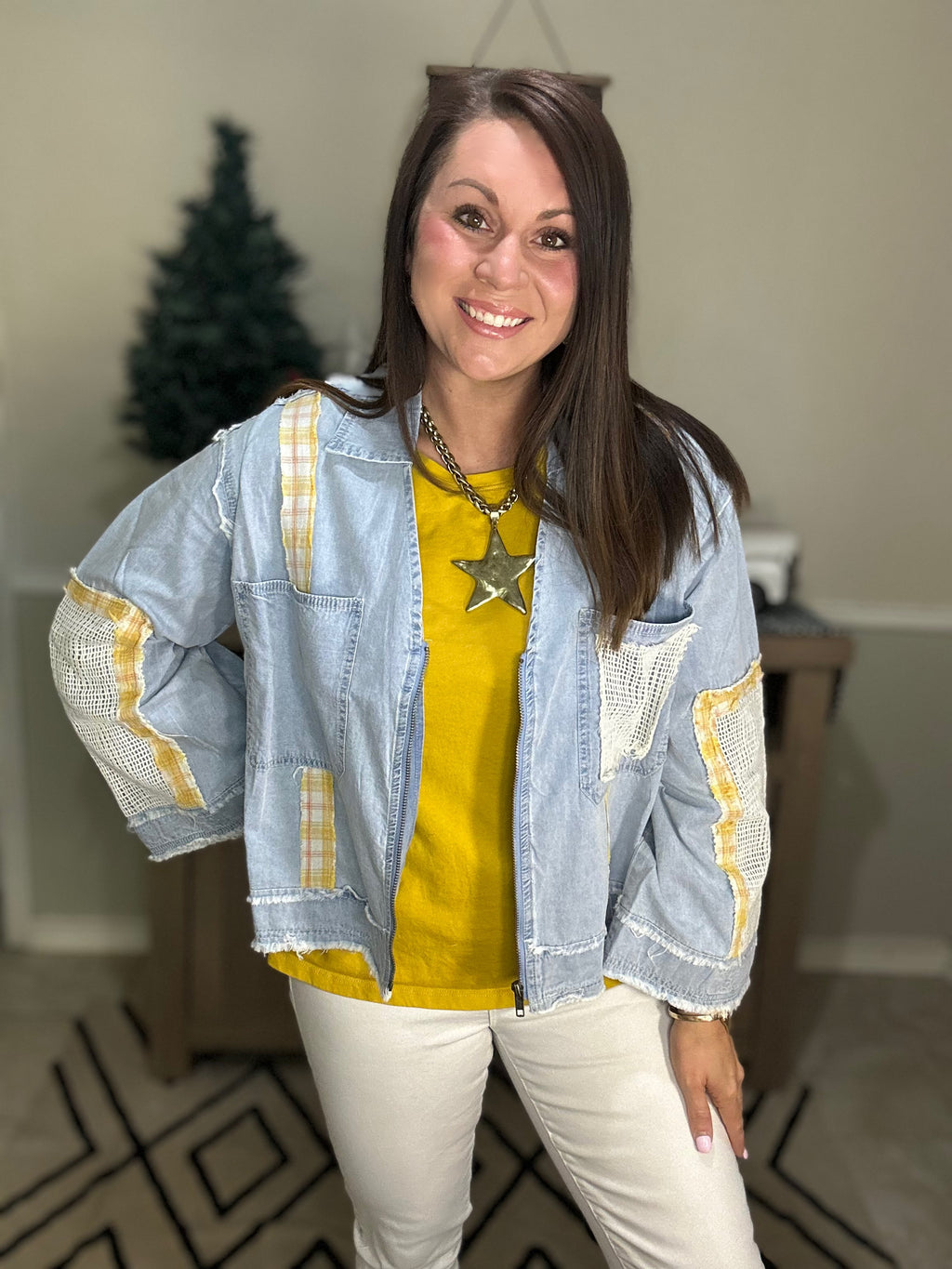 Plaid & Lace Patchwork Jacket