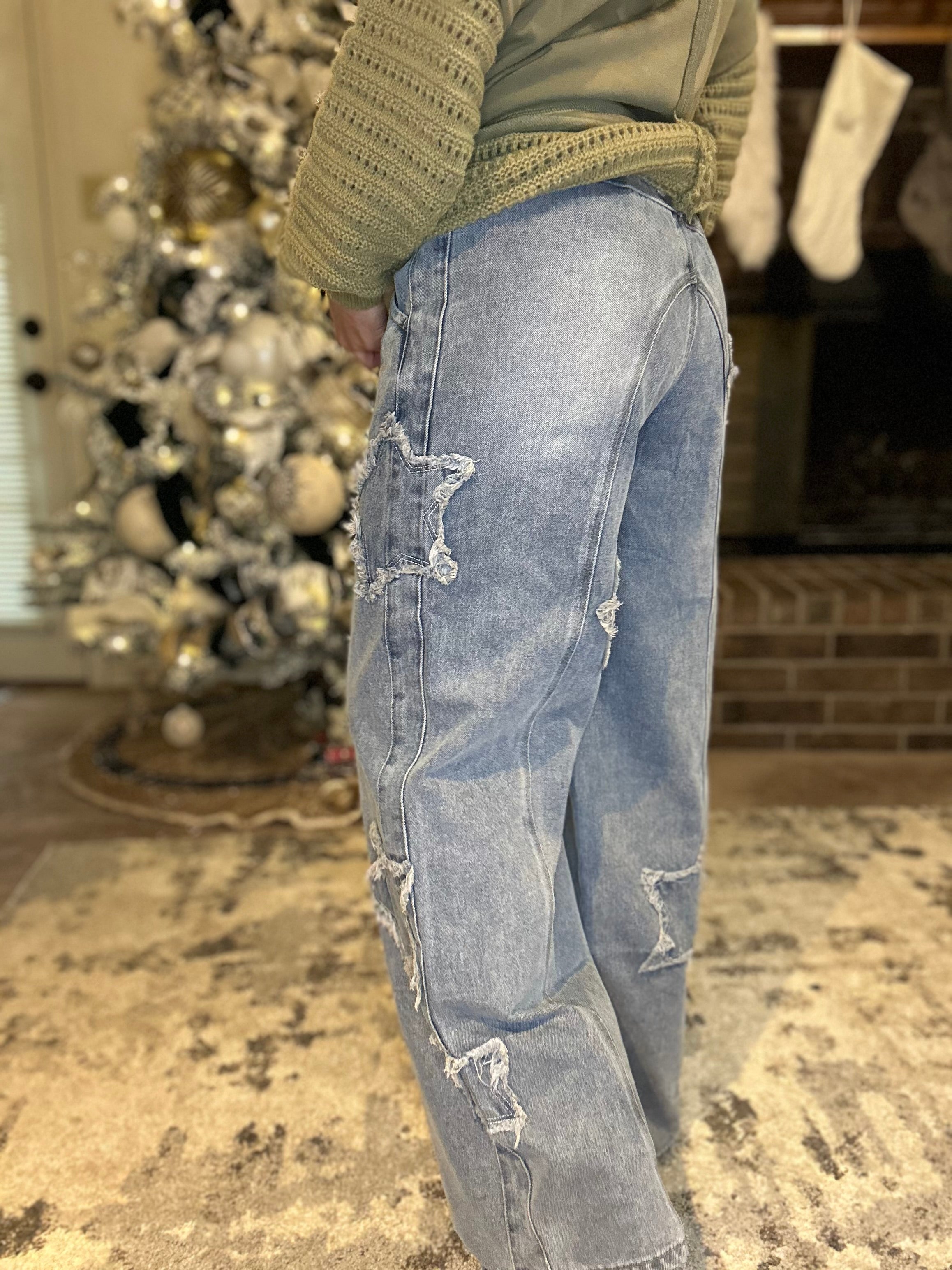 Frayed Star Straight Jeans