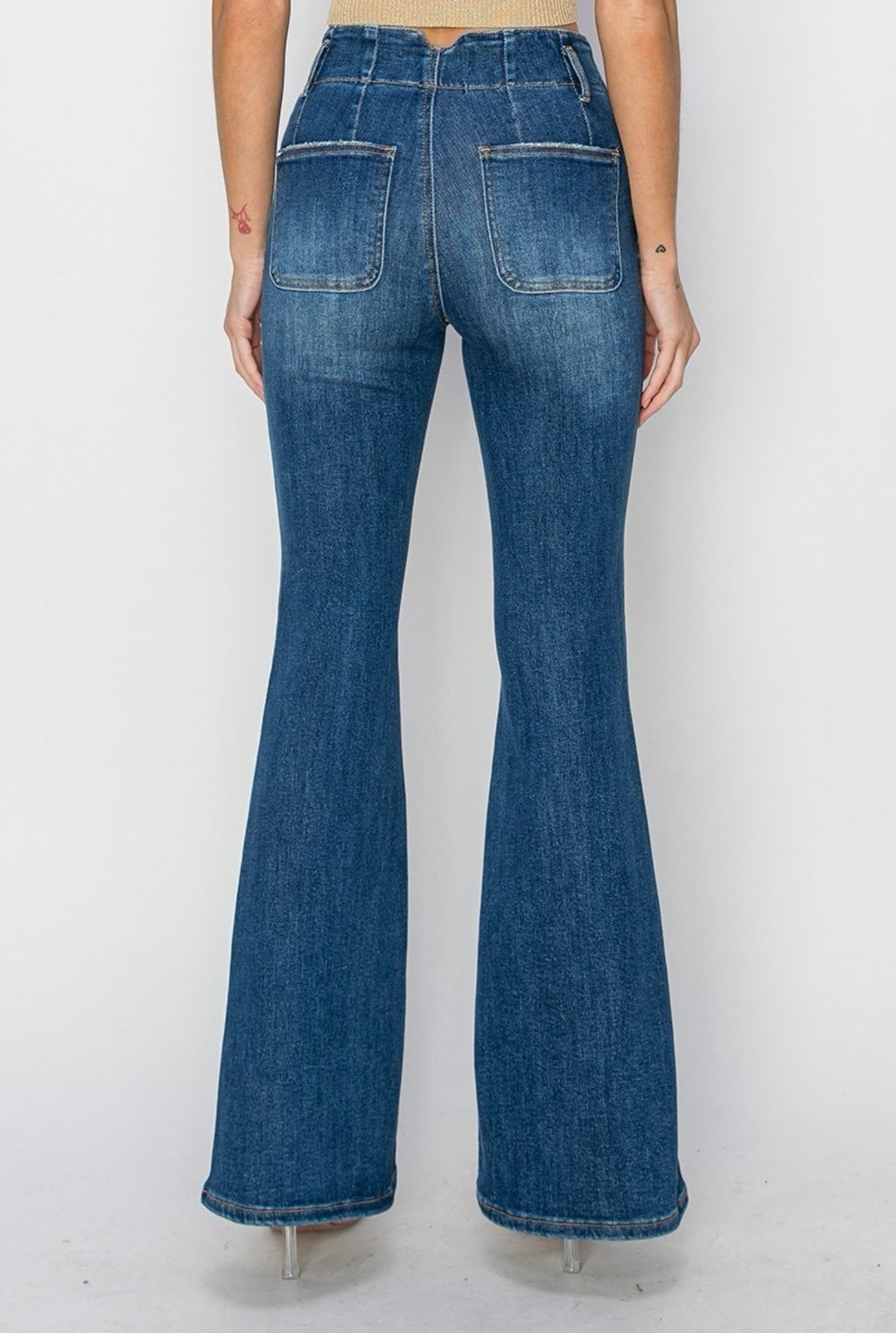High Rise Flare Double Bottom Jeans