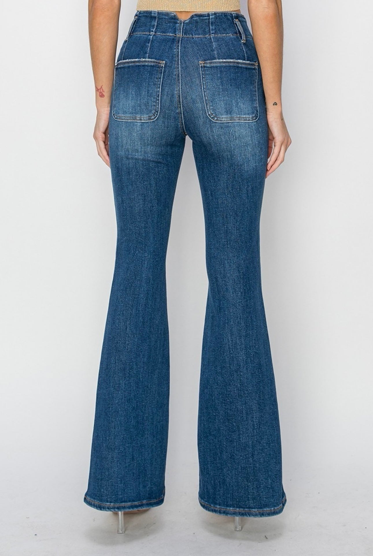 High Rise Flare Double Bottom Jeans