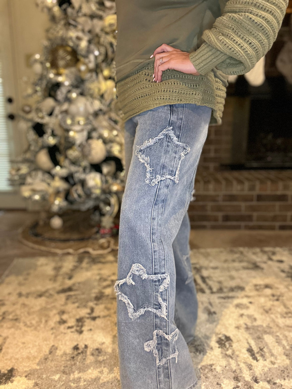 Frayed Star Straight Jeans