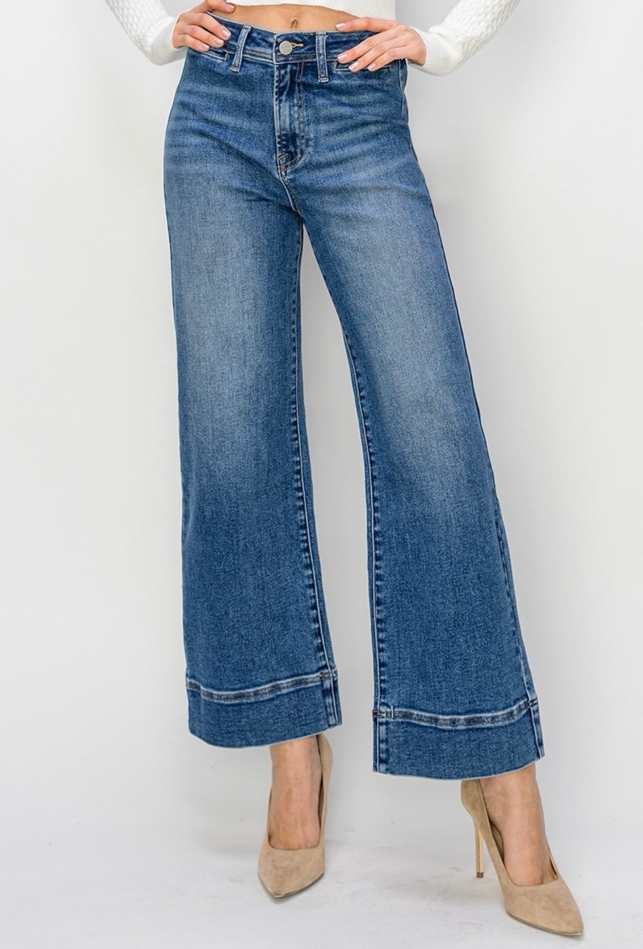 High Rise Crop Wide Jeans