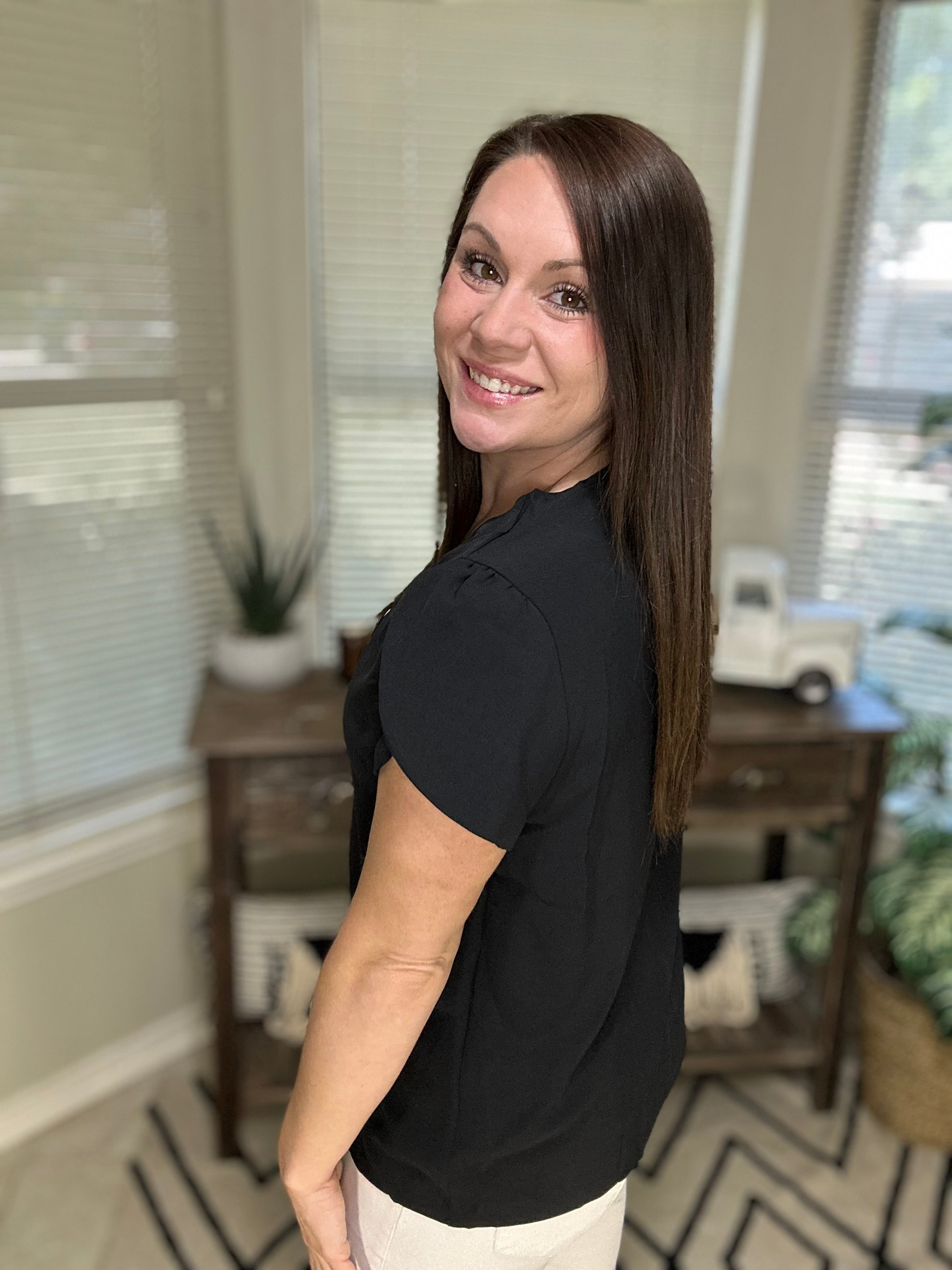 Black Petal Flow Blouse