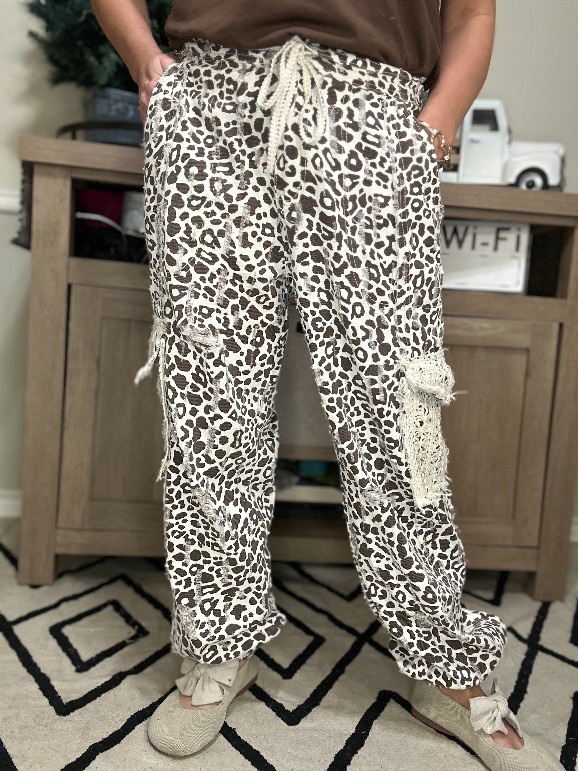 Leopard Lace Cargo Pants