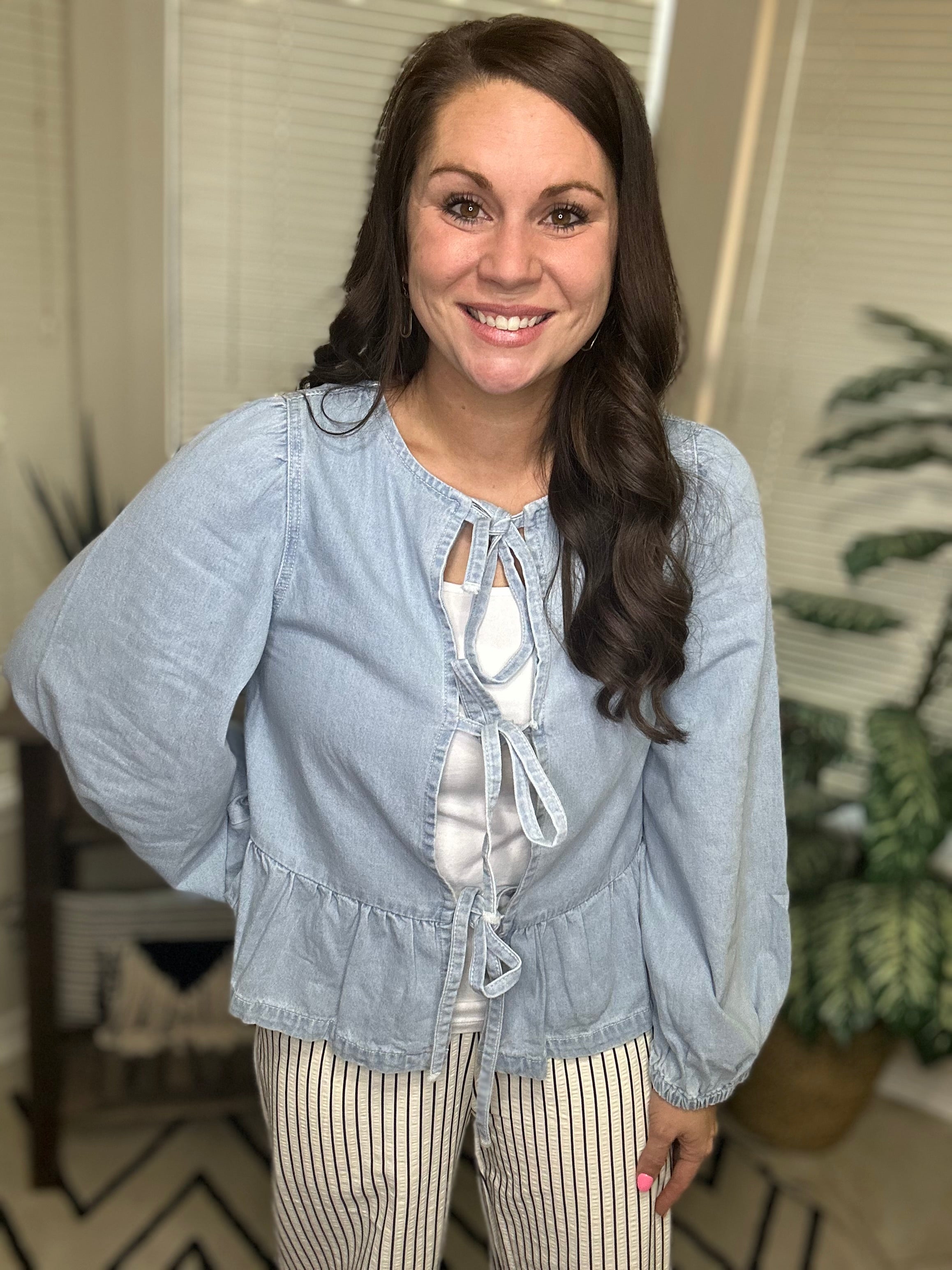 Ribbon Denim Top