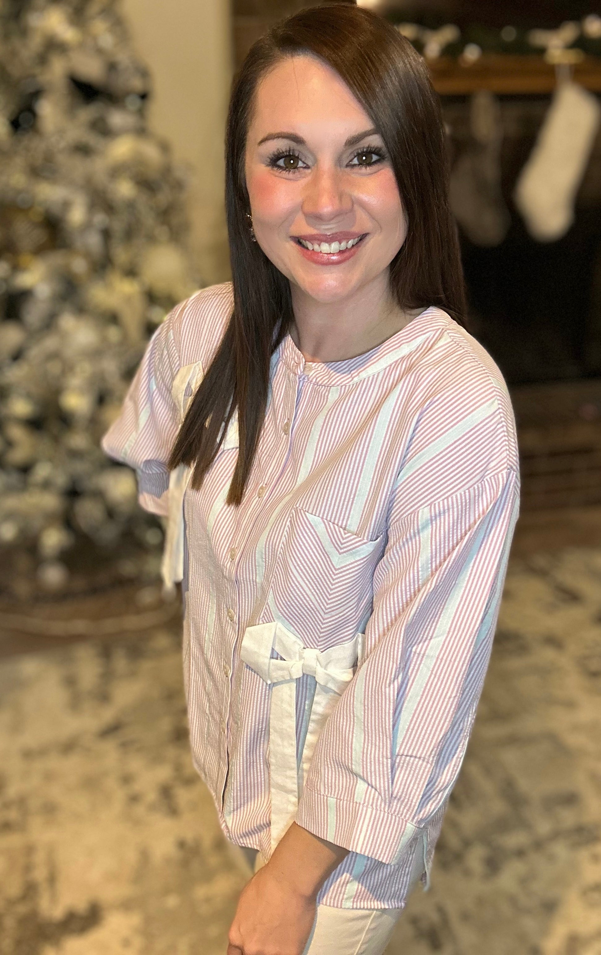 Striped Bow Blouse