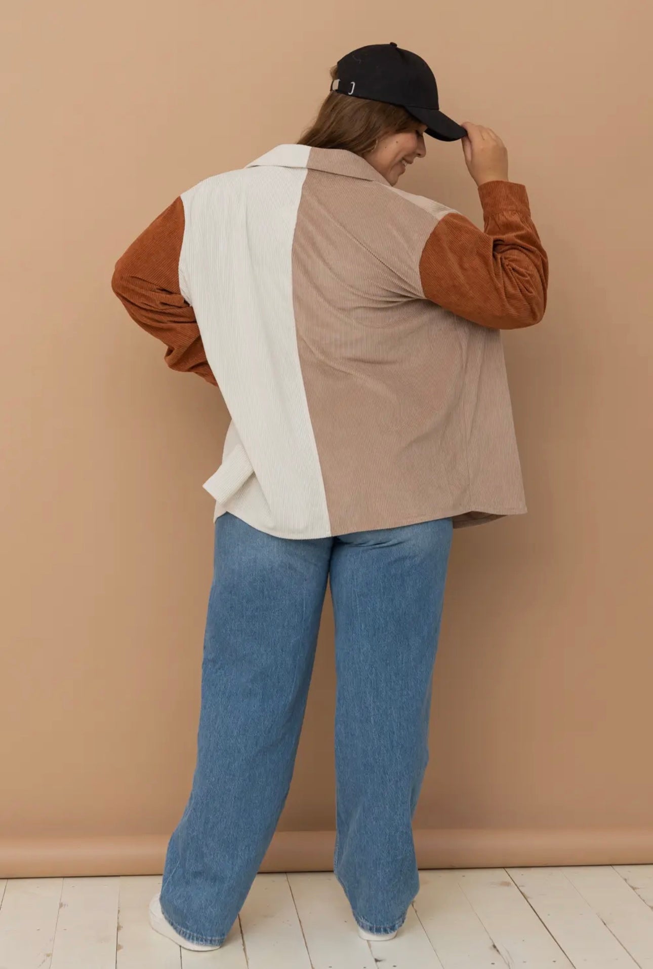 Color Blocked Corduroy Shacket