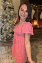 Pink Rhinestone Denim Dress