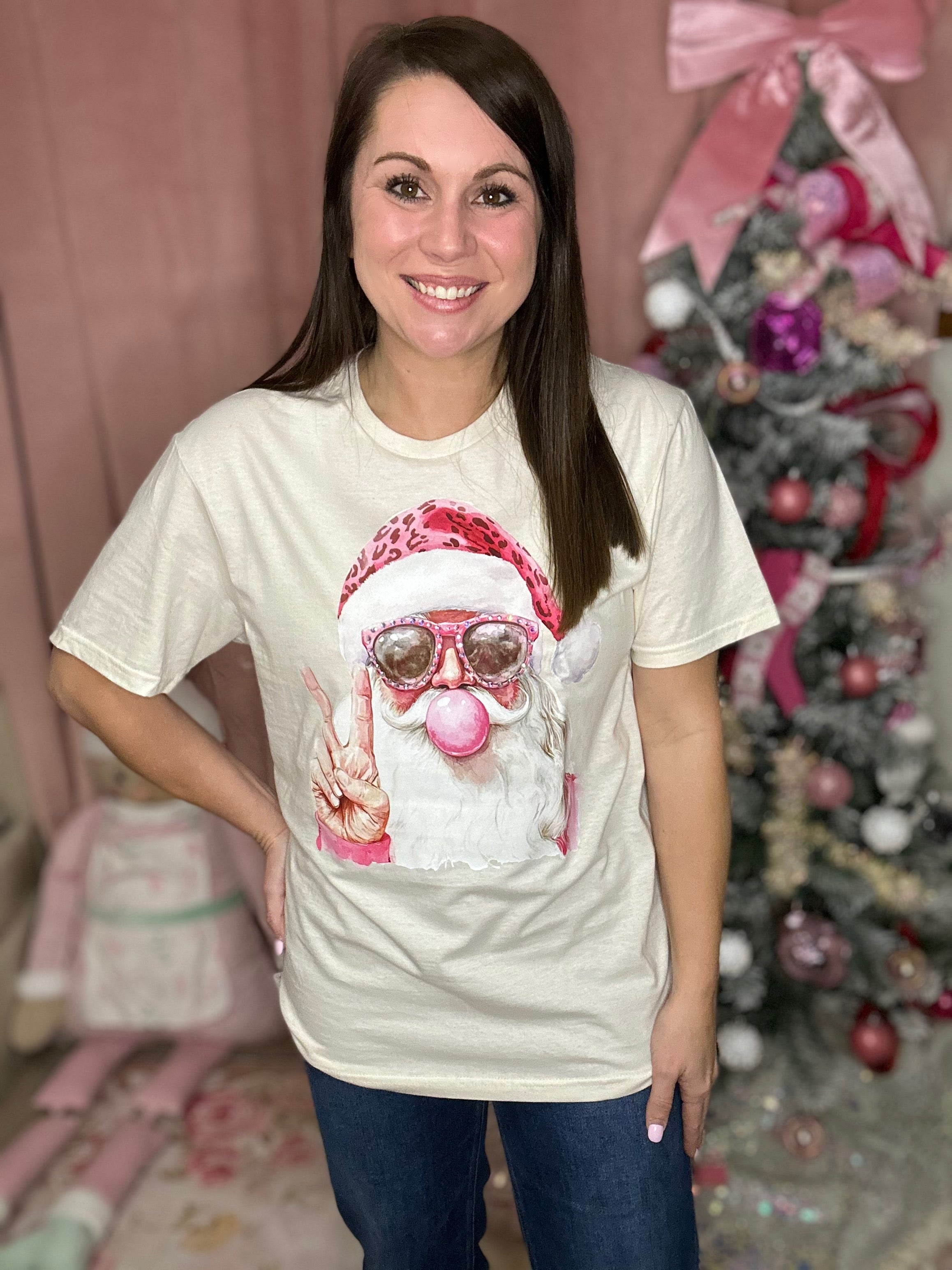 Bubble Peace Santa Graphic- tee