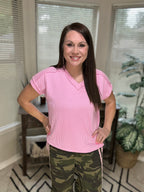 Blush Twist V-neck Top