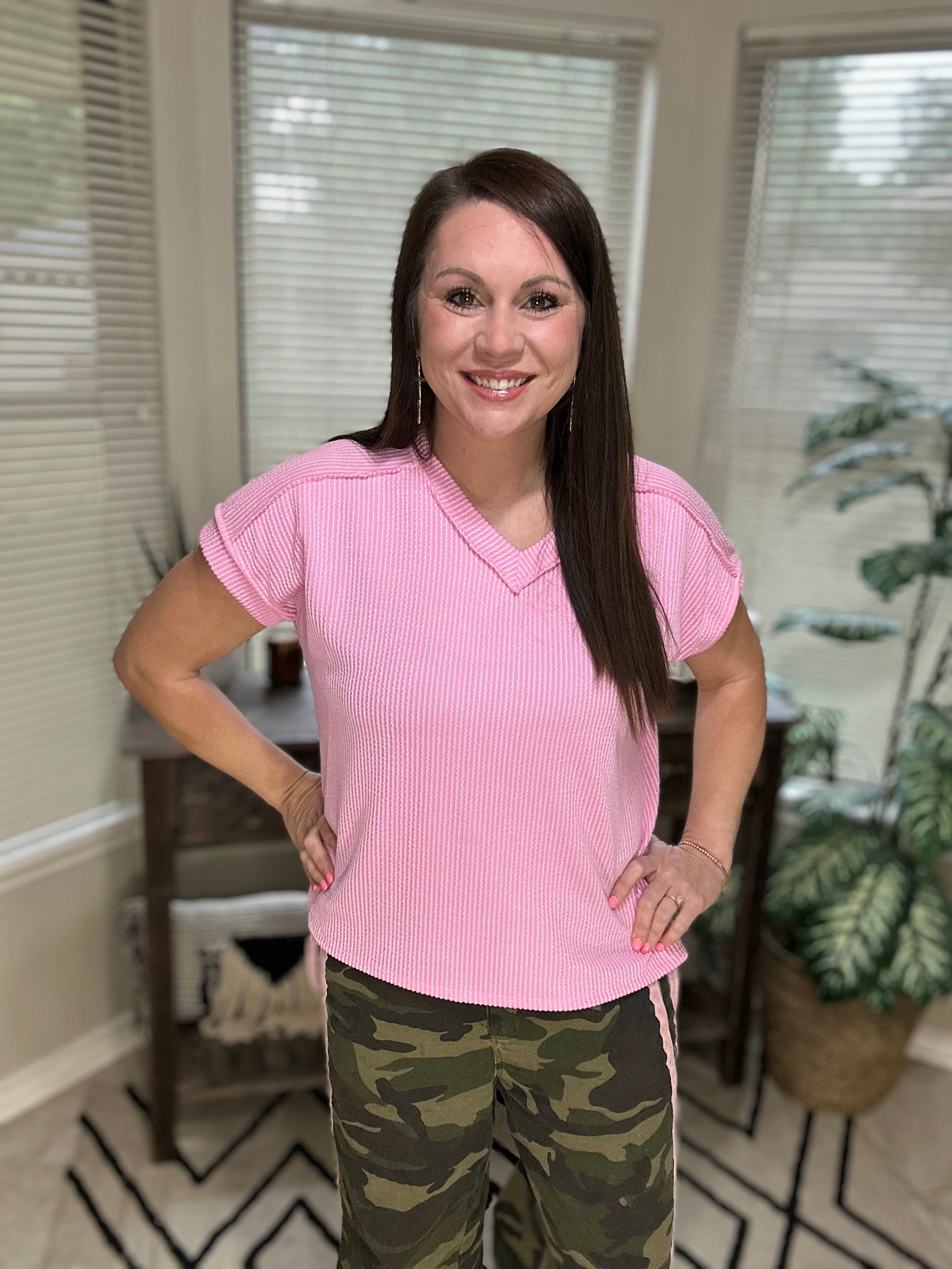 Blush Twist V-neck Top
