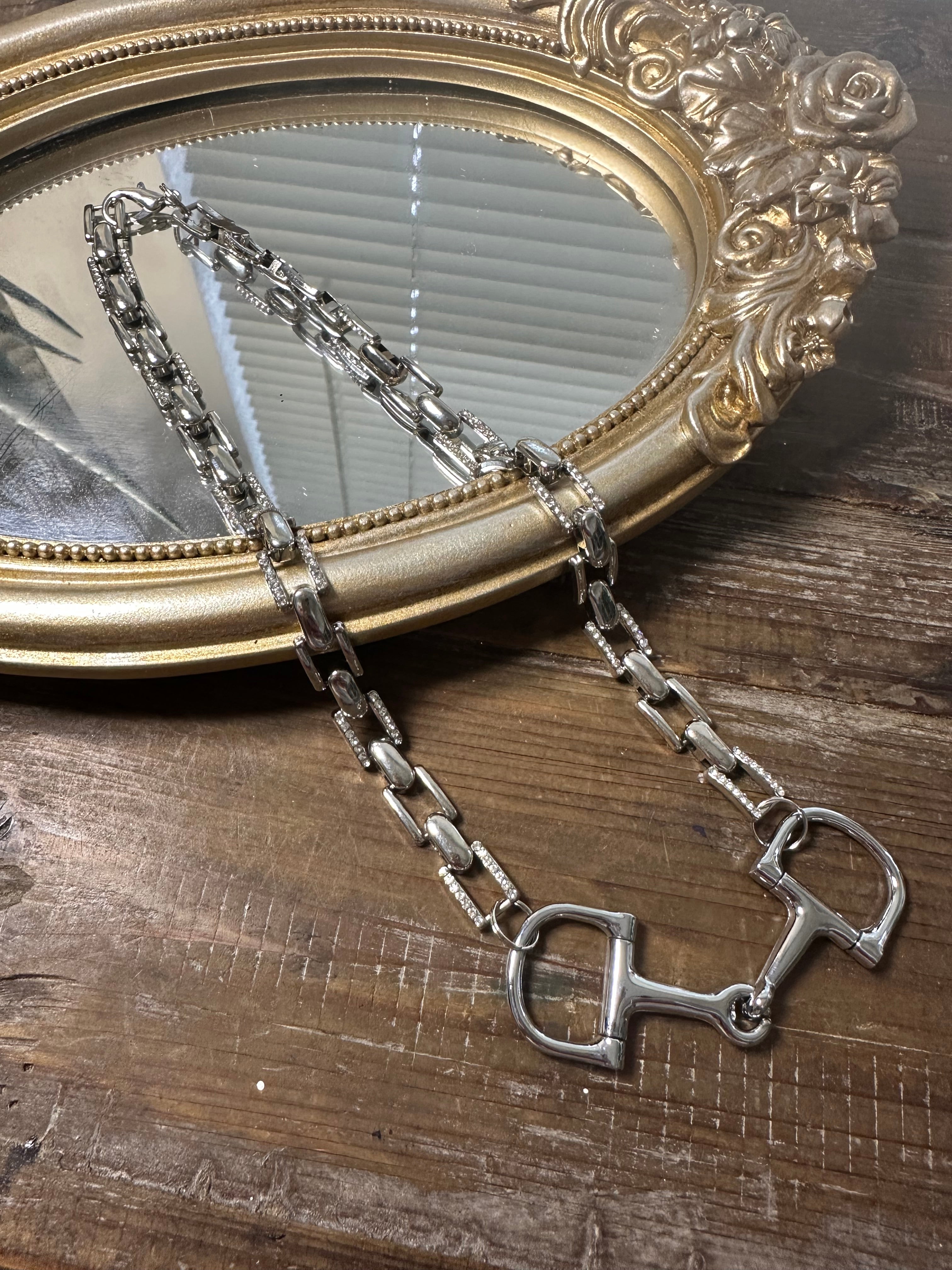 Rhinestone Horse Bit Necklace