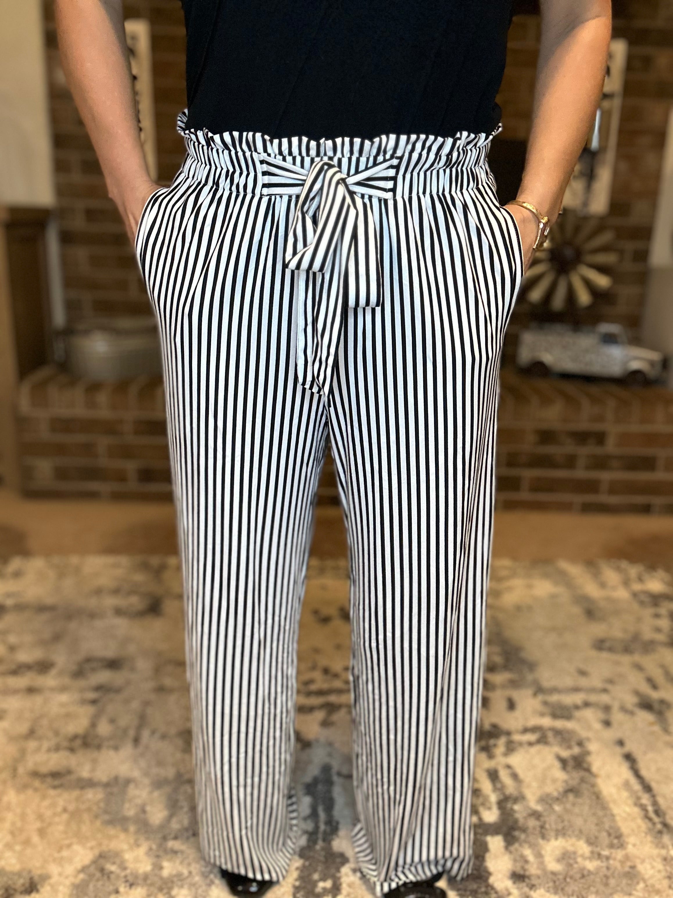 Striped Tie Knot Pants