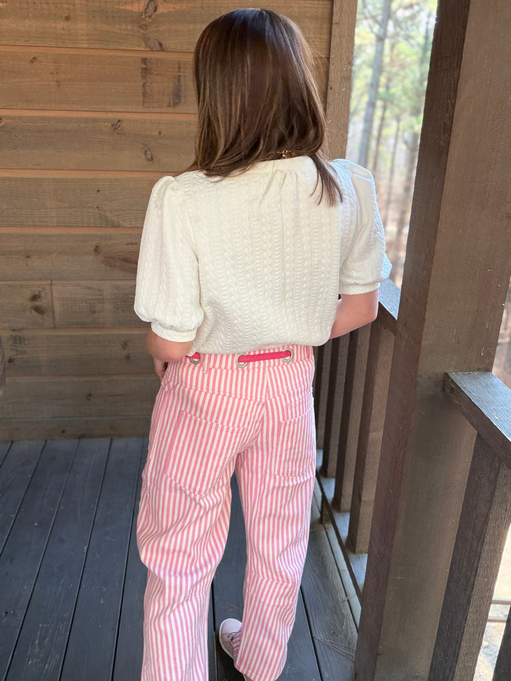 Pink Striped Barrel Pants