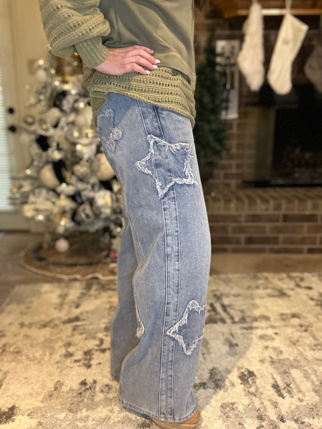 Frayed Star Straight Jeans