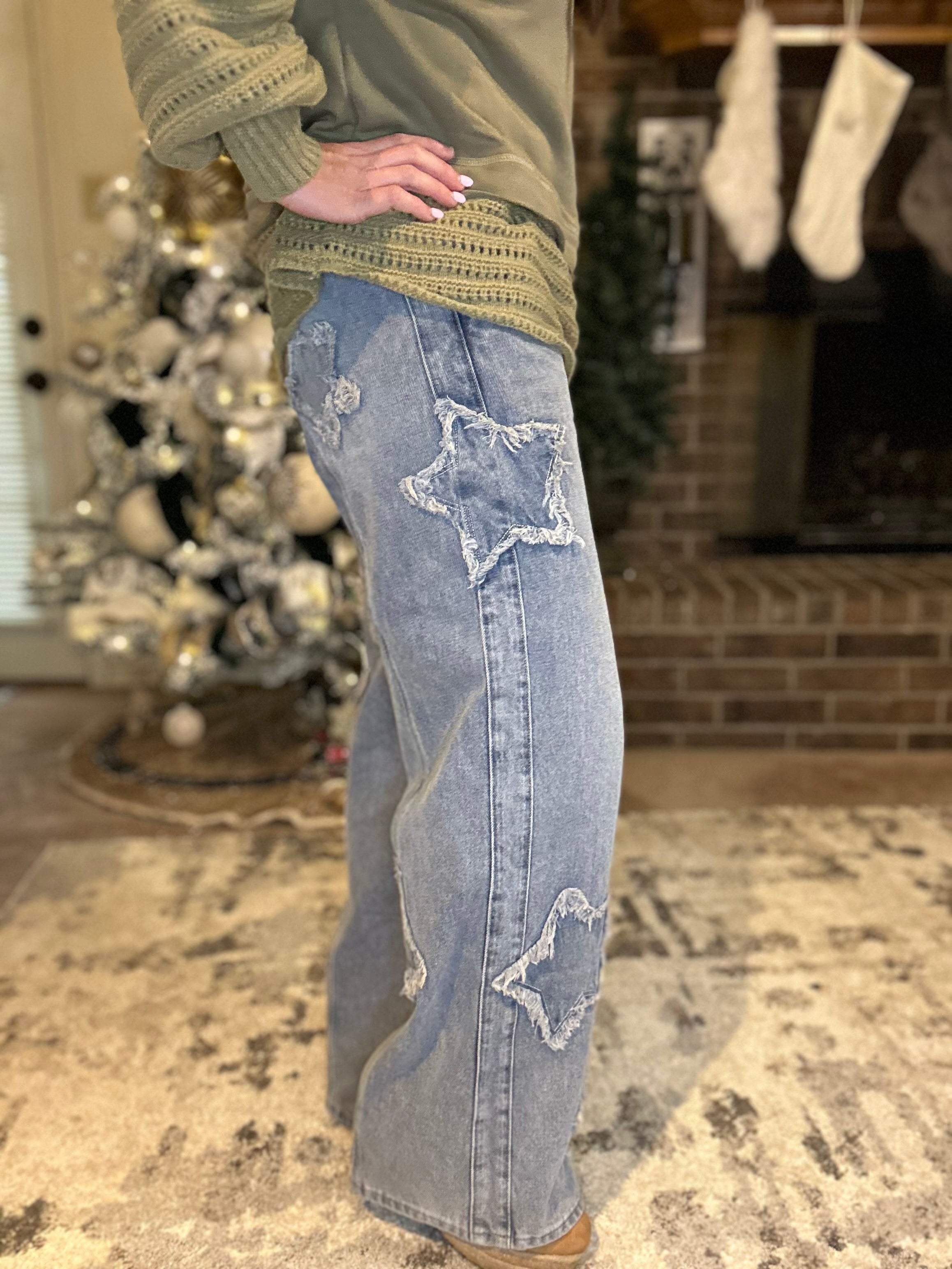 Frayed Star Straight Jeans
