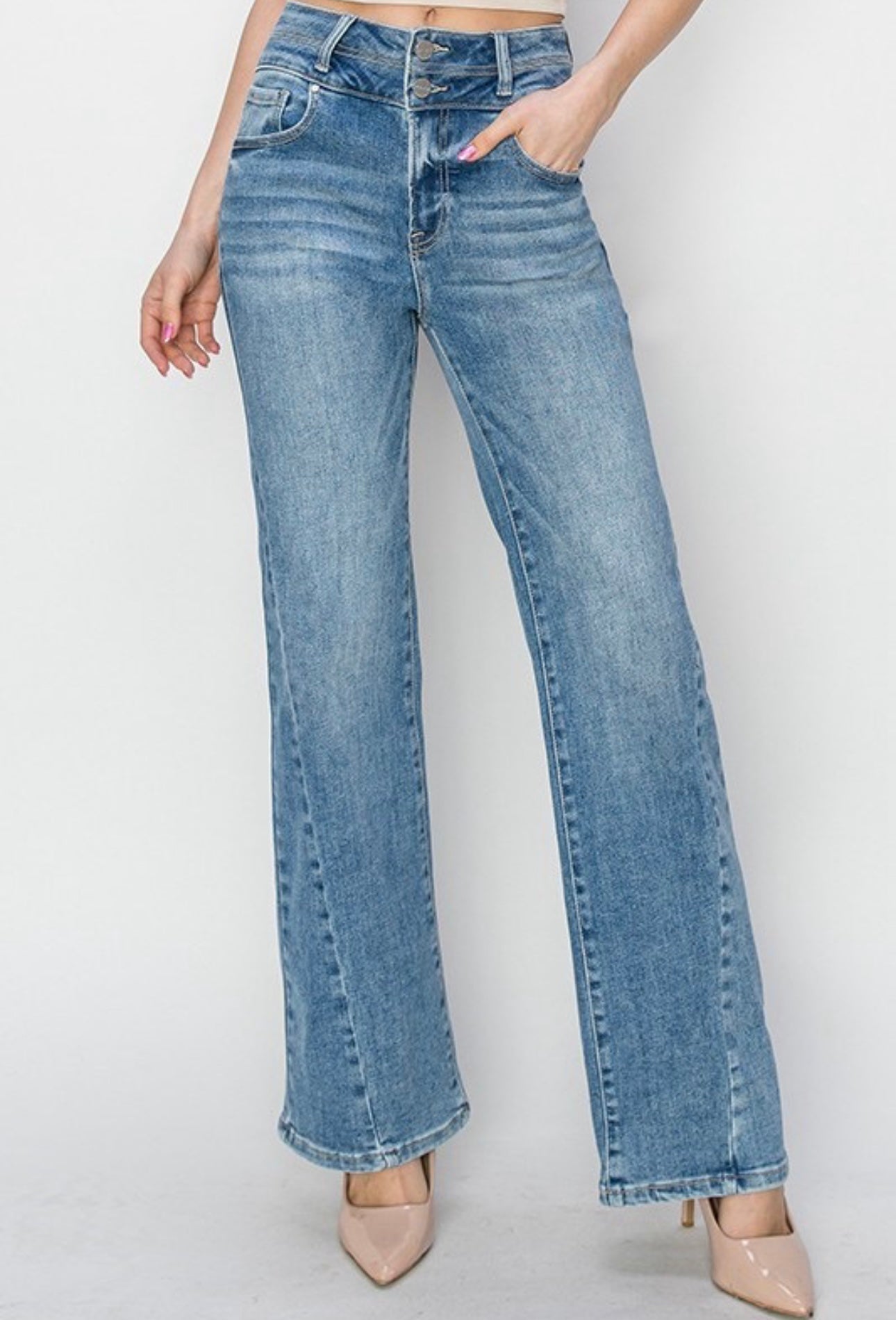 Medium Wash Straight Jeans