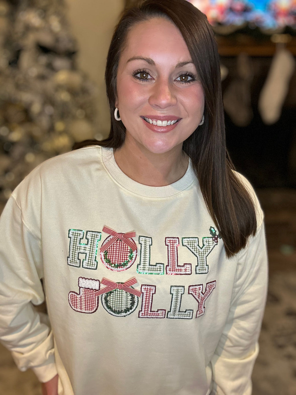 Holly Jolly Embroidered Sweatshirt