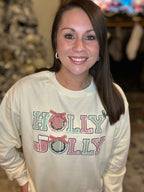 Holly Jolly Embroidered Sweatshirt