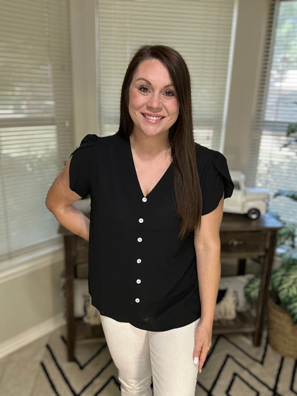 Black Petal Flow Blouse