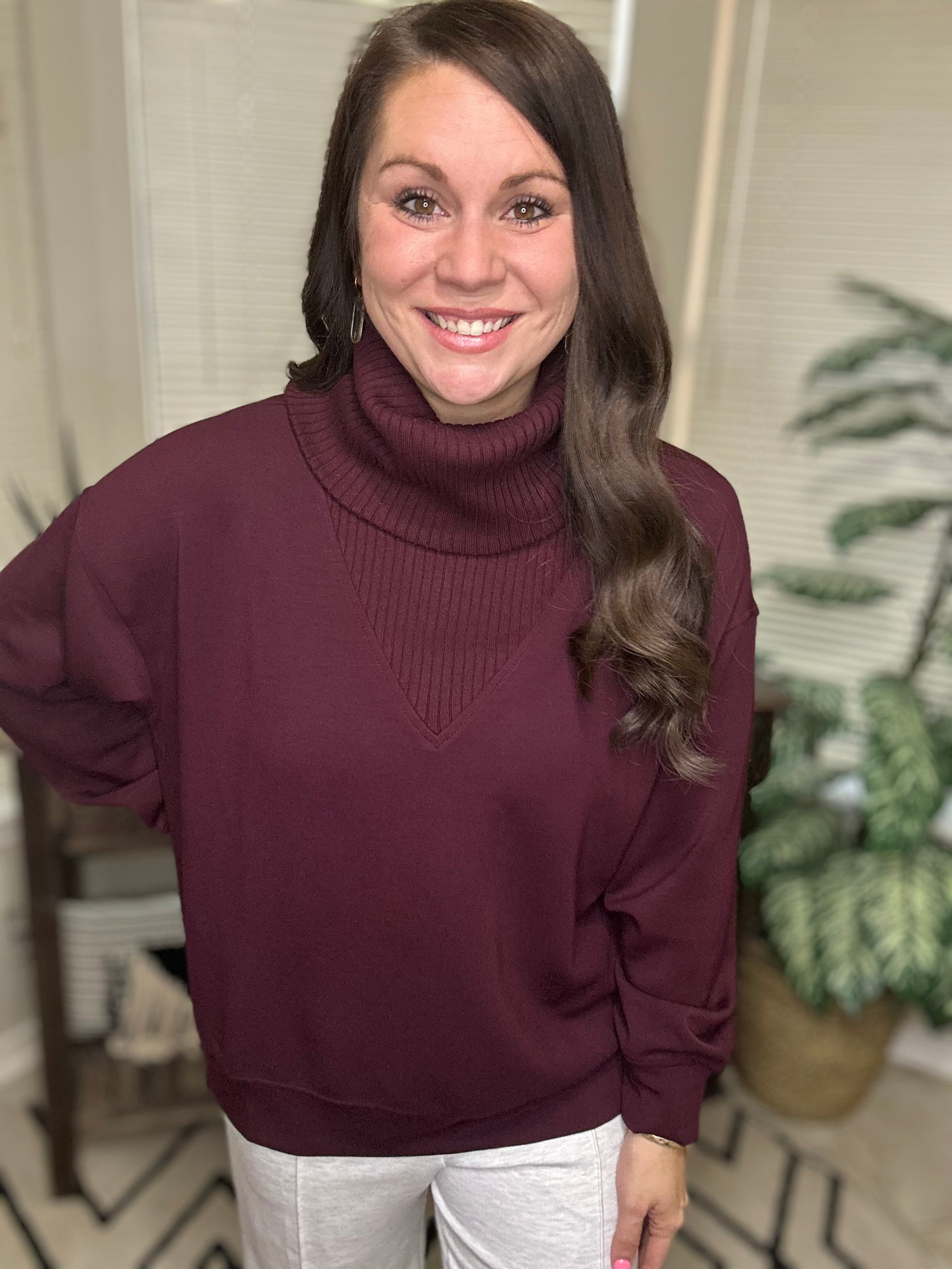 Luxe V-Neck Scuba Turtleneck