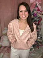 Pink Leather Hoodie Jacket