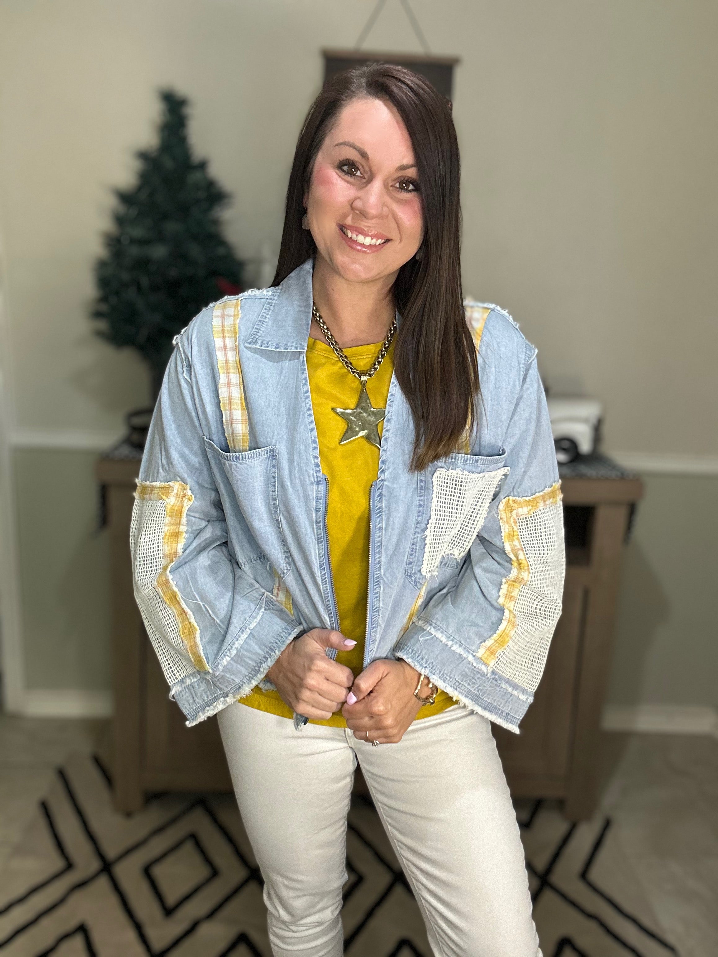 Plaid & Lace Patchwork Jacket