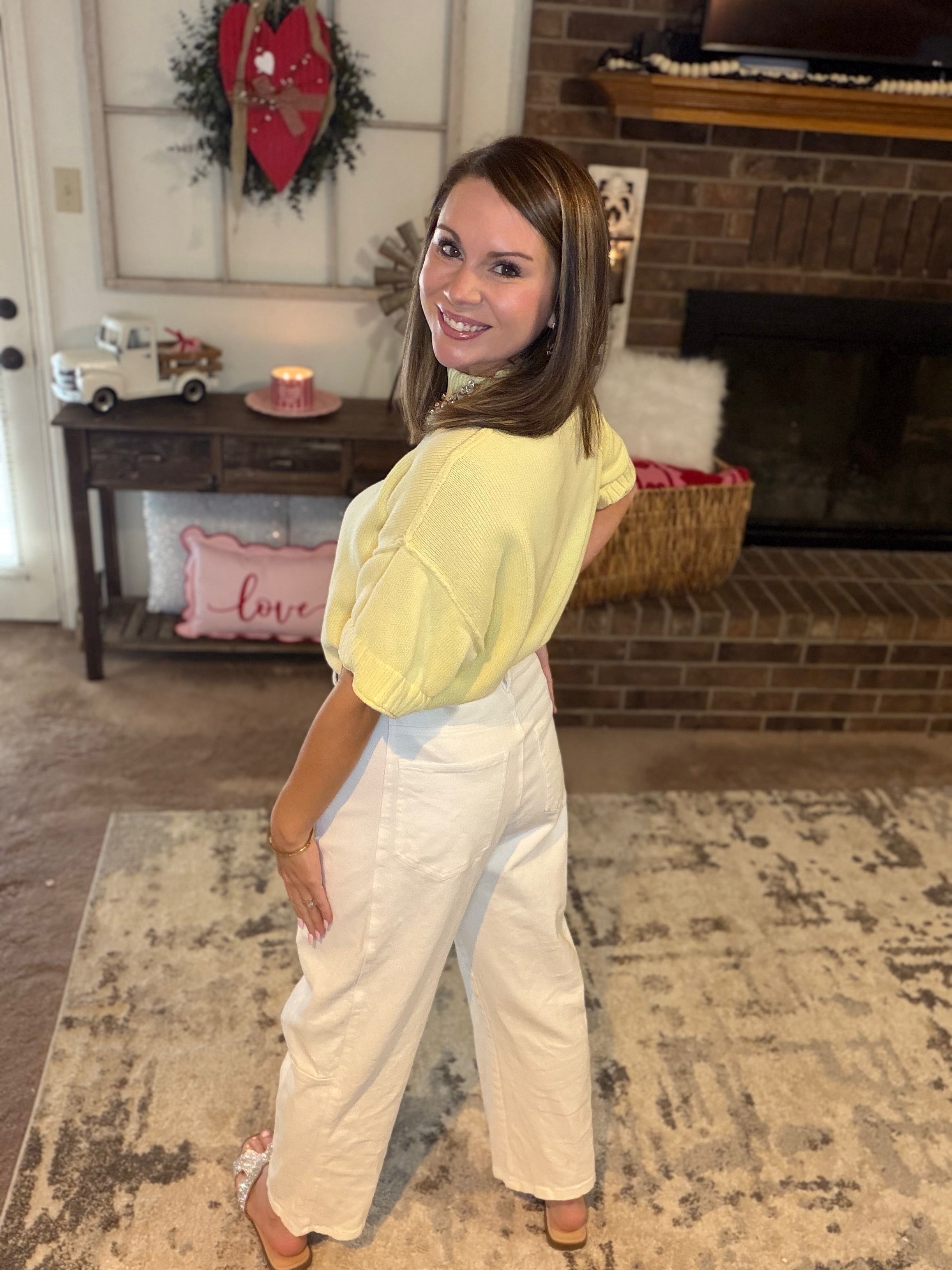 White Barrel Twill Pants