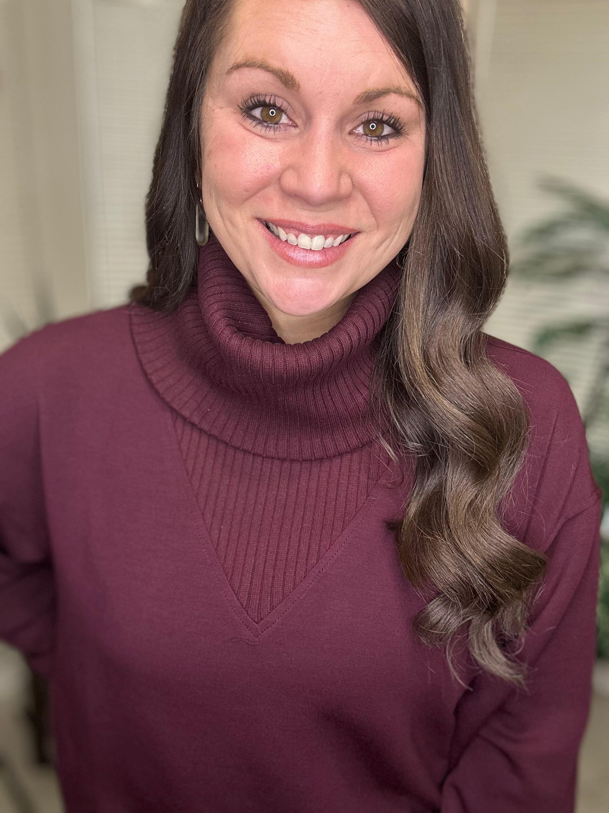 Luxe V-Neck Scuba Turtleneck