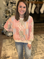 Floral Printed Terry Pullover