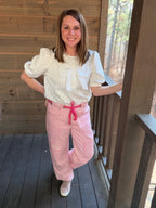 Pink Striped Barrel Pants