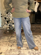 Frayed Star Straight Jeans