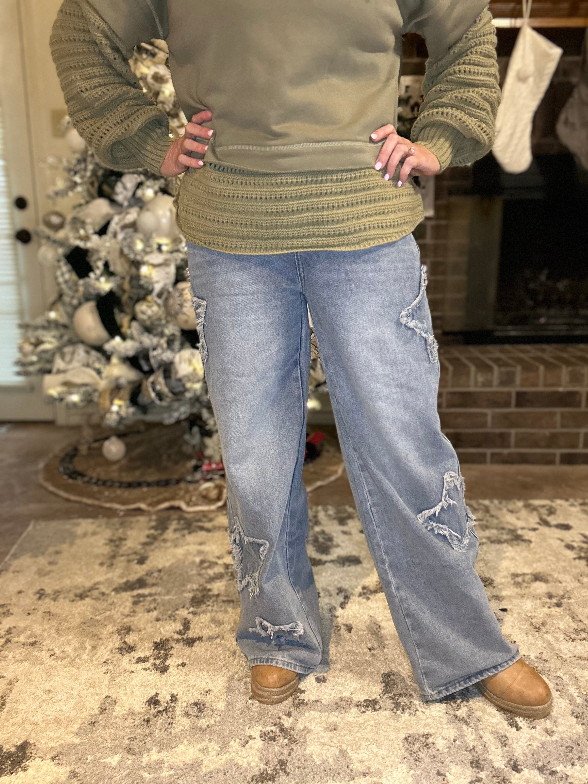 Frayed Star Straight Jeans