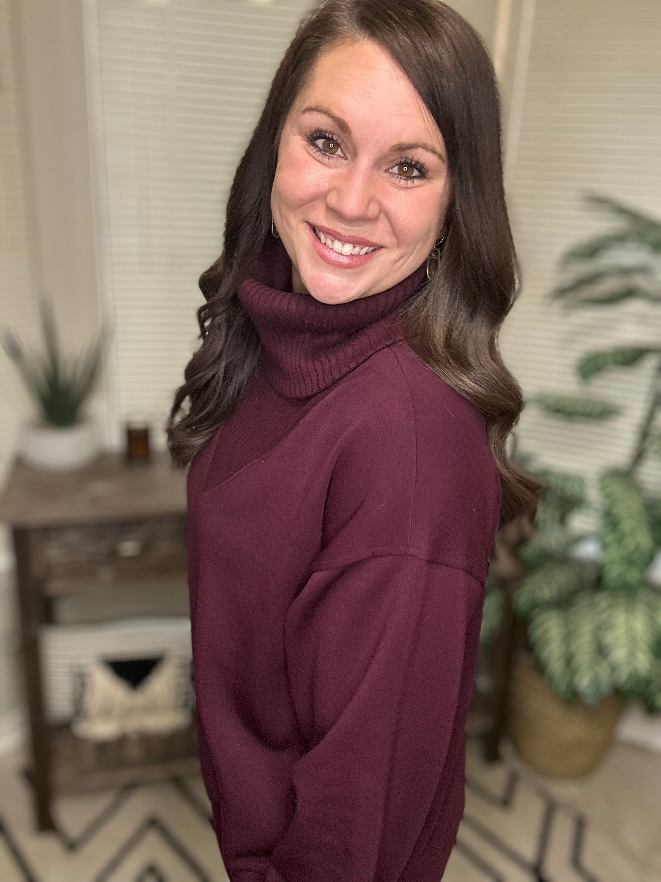 Luxe V-Neck Scuba Turtleneck