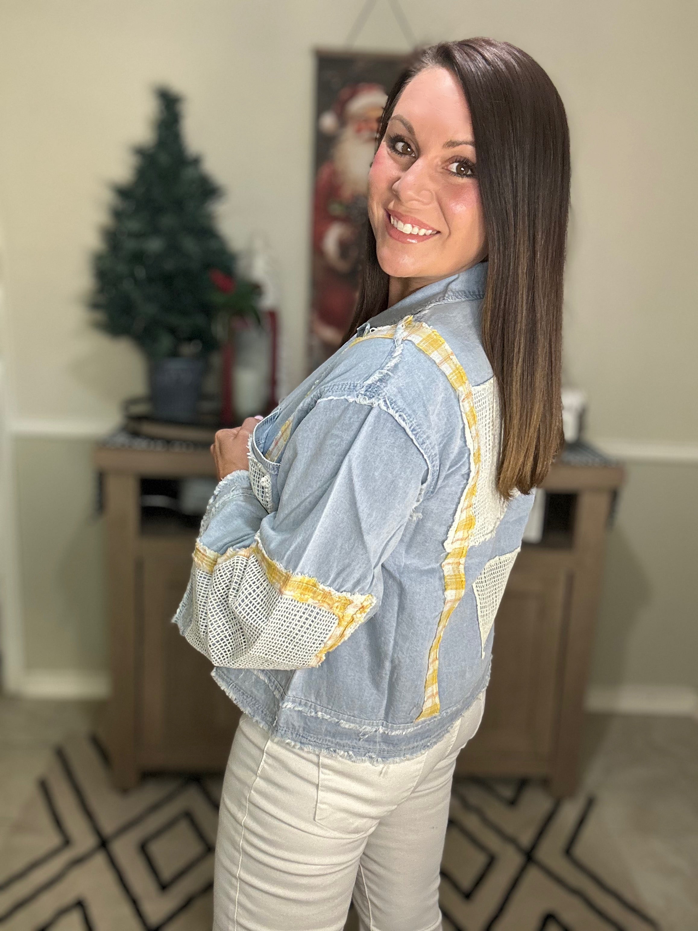 Plaid & Lace Patchwork Jacket