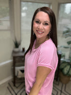 Blush Twist V-neck Top