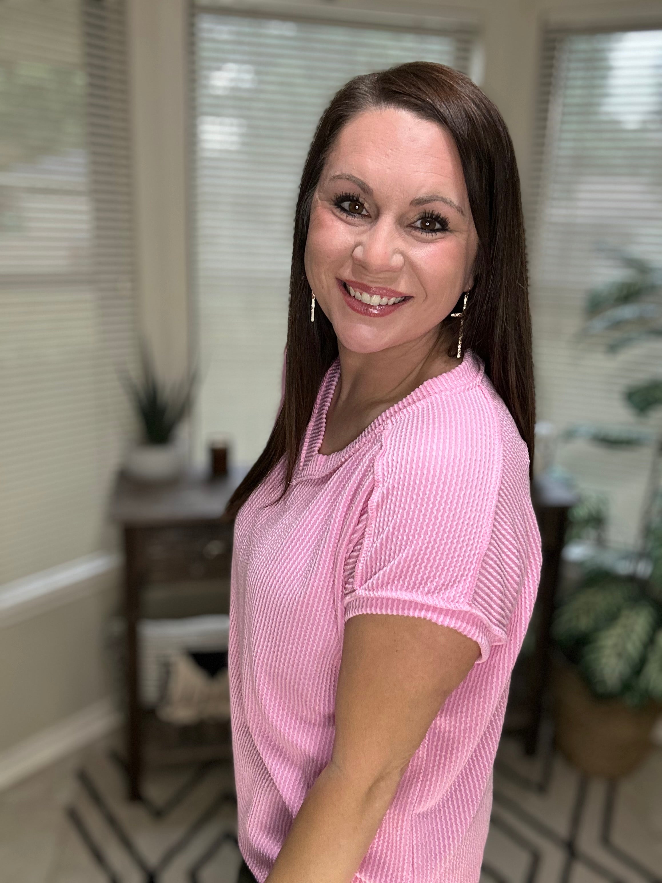 Blush Twist V-neck Top