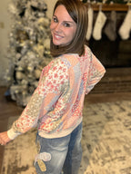 Floral Printed Terry Pullover