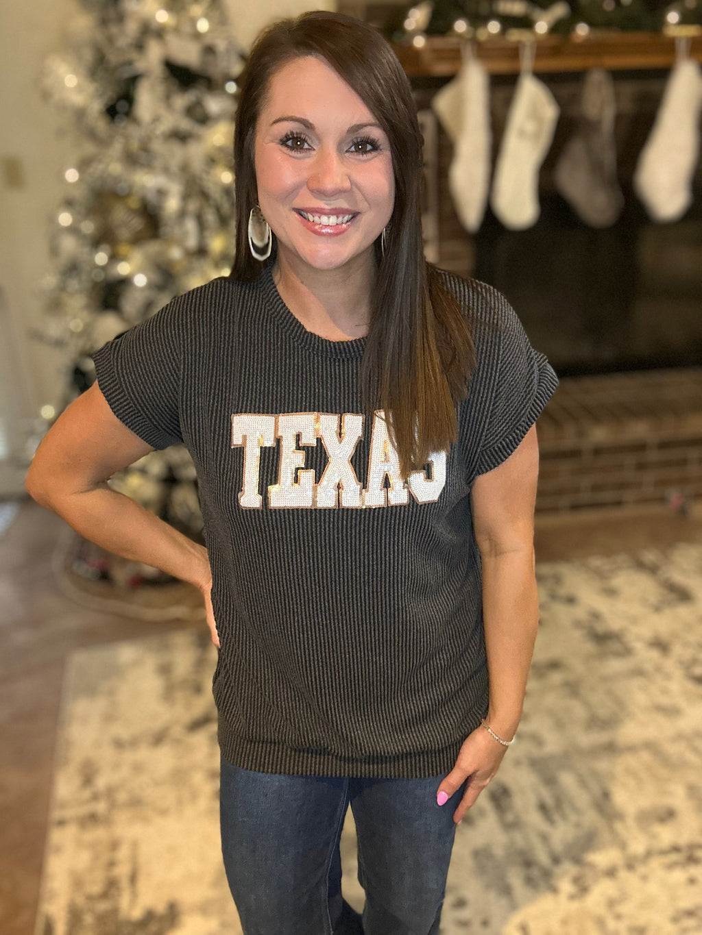 Texas Sequin Ribbed Tee