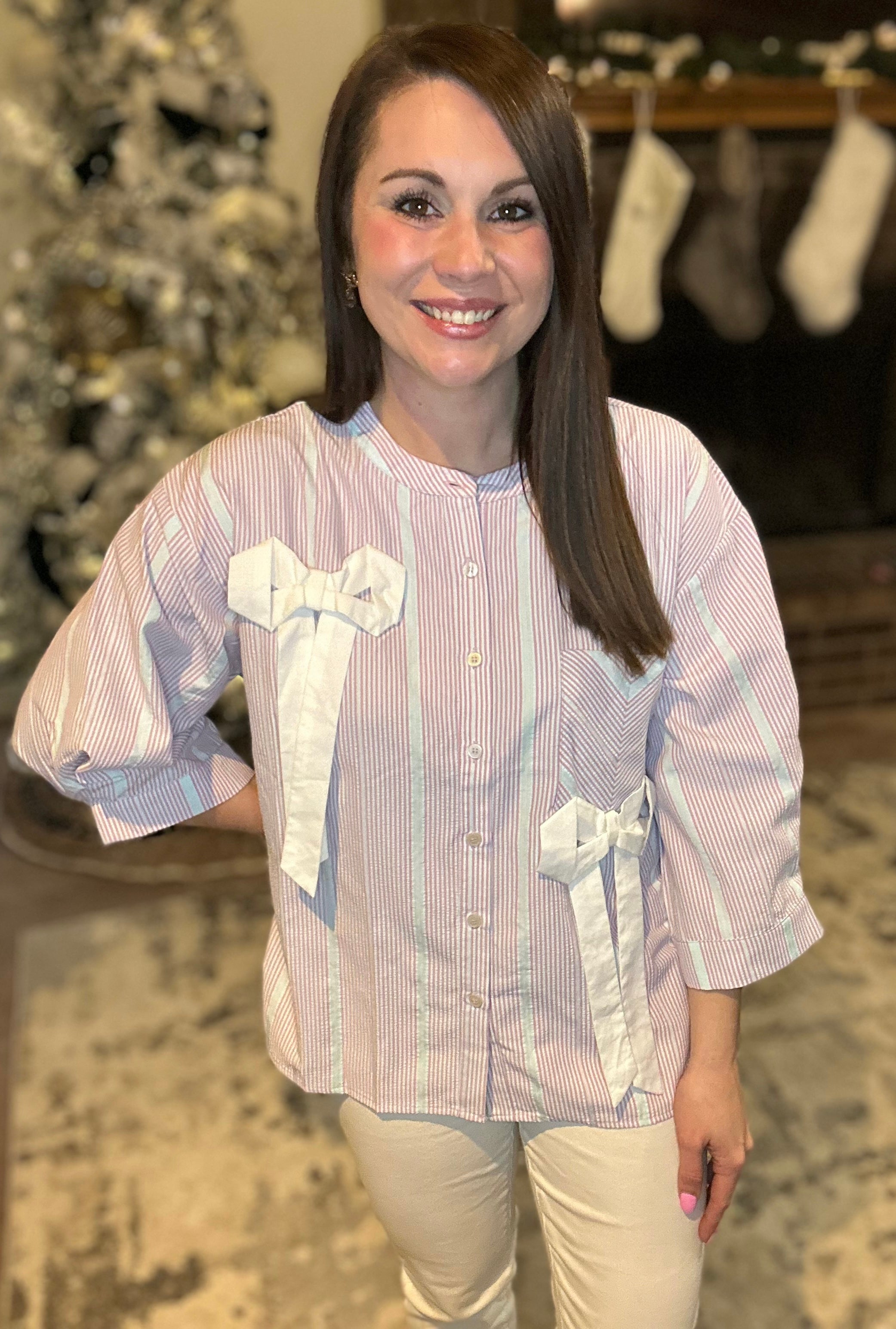 Striped Bow Blouse