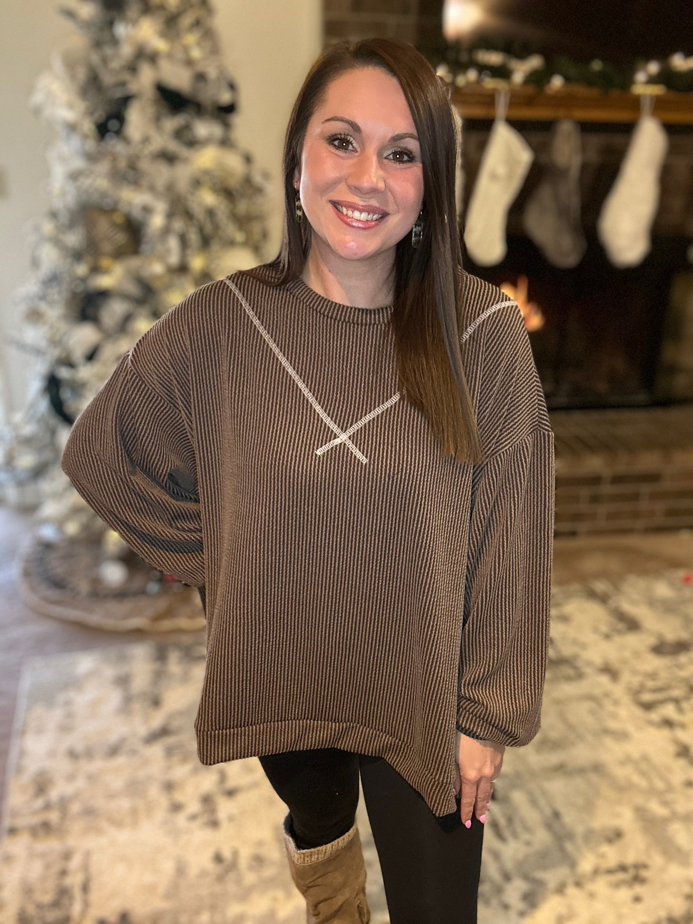 Coffee Cloud Ribbed Top