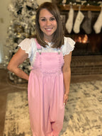 Pink Lace Wide-Leg Overall