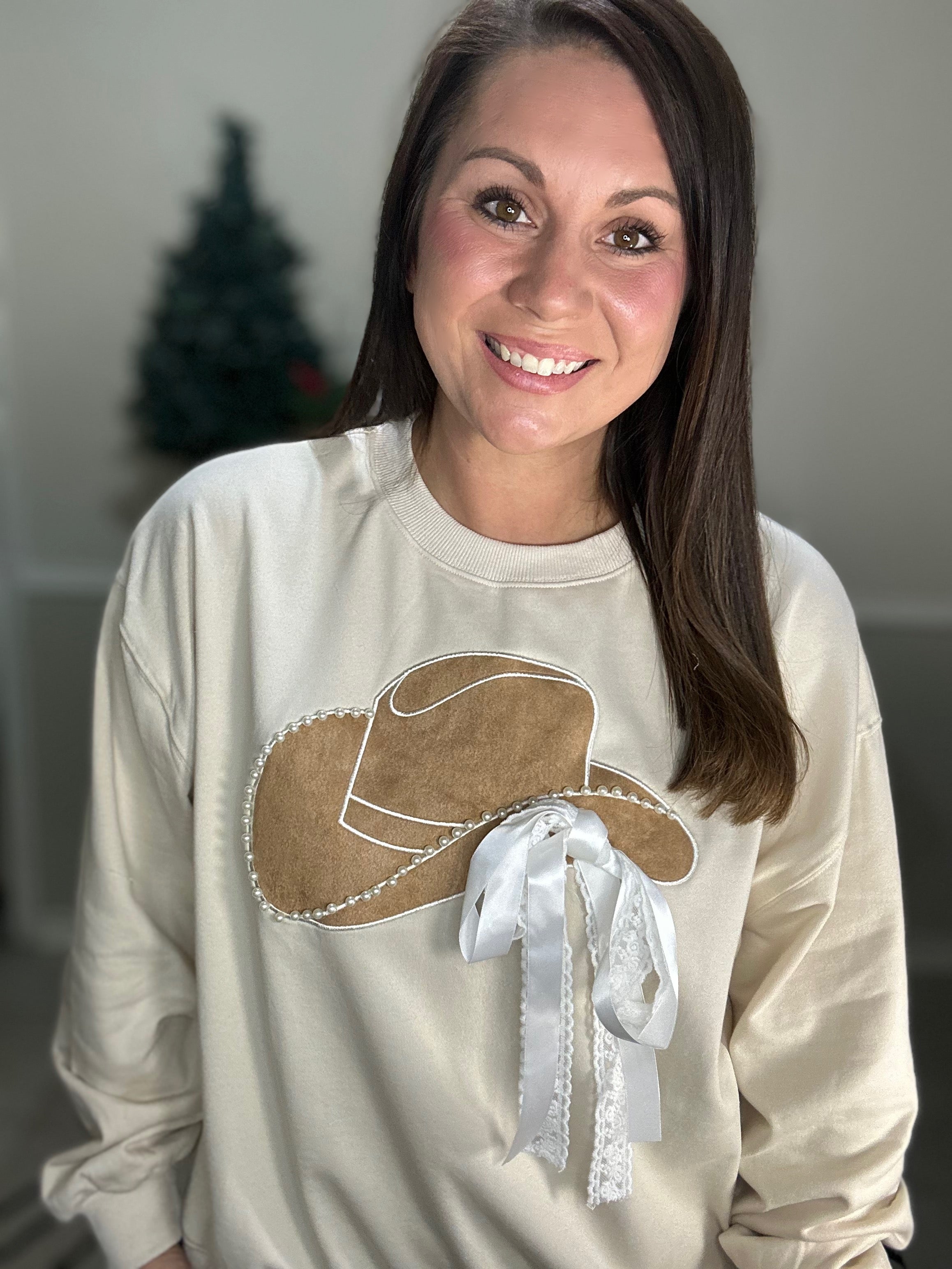 Cowgirl Hat Applique Sweatshirt