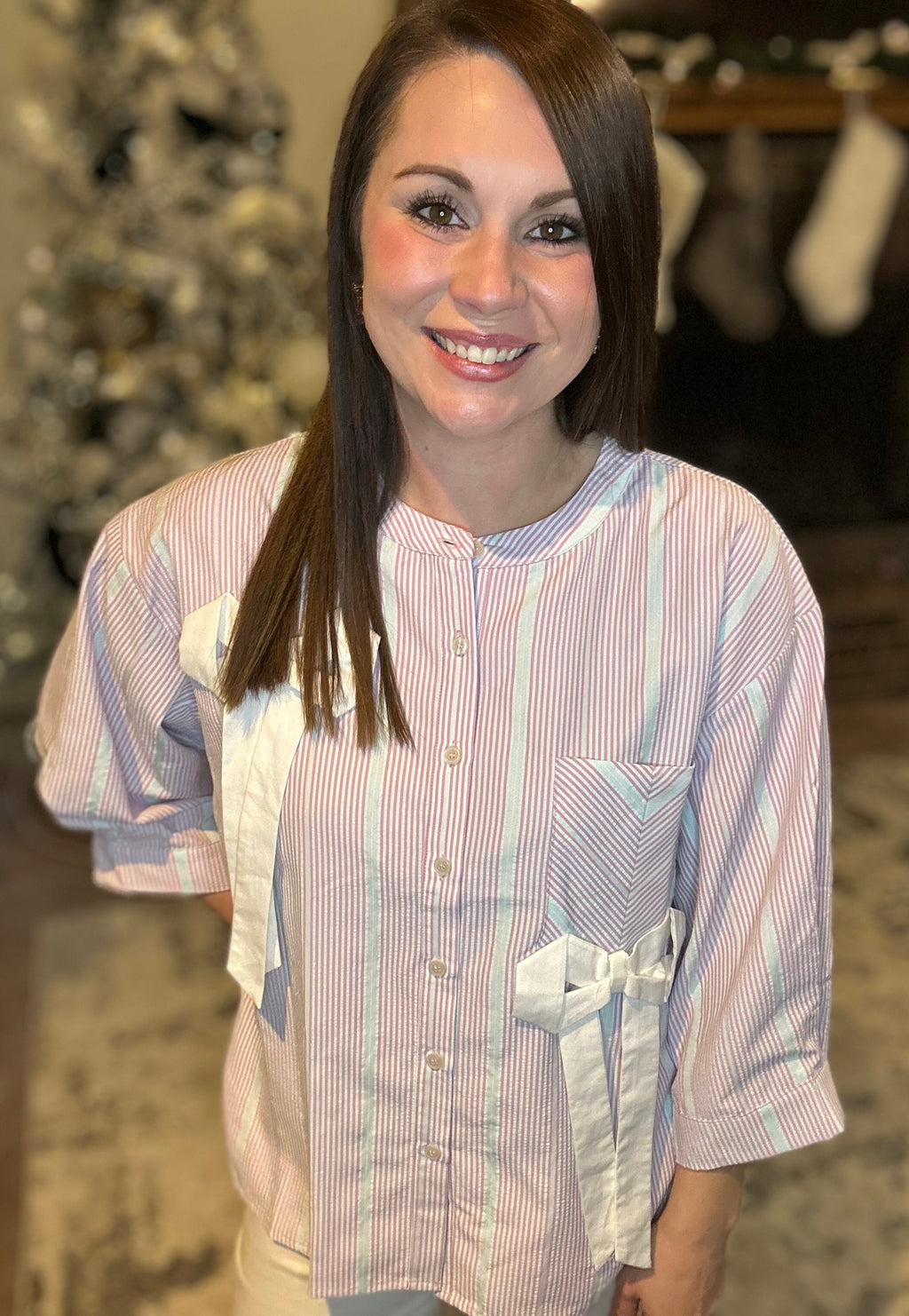 Striped Bow Blouse