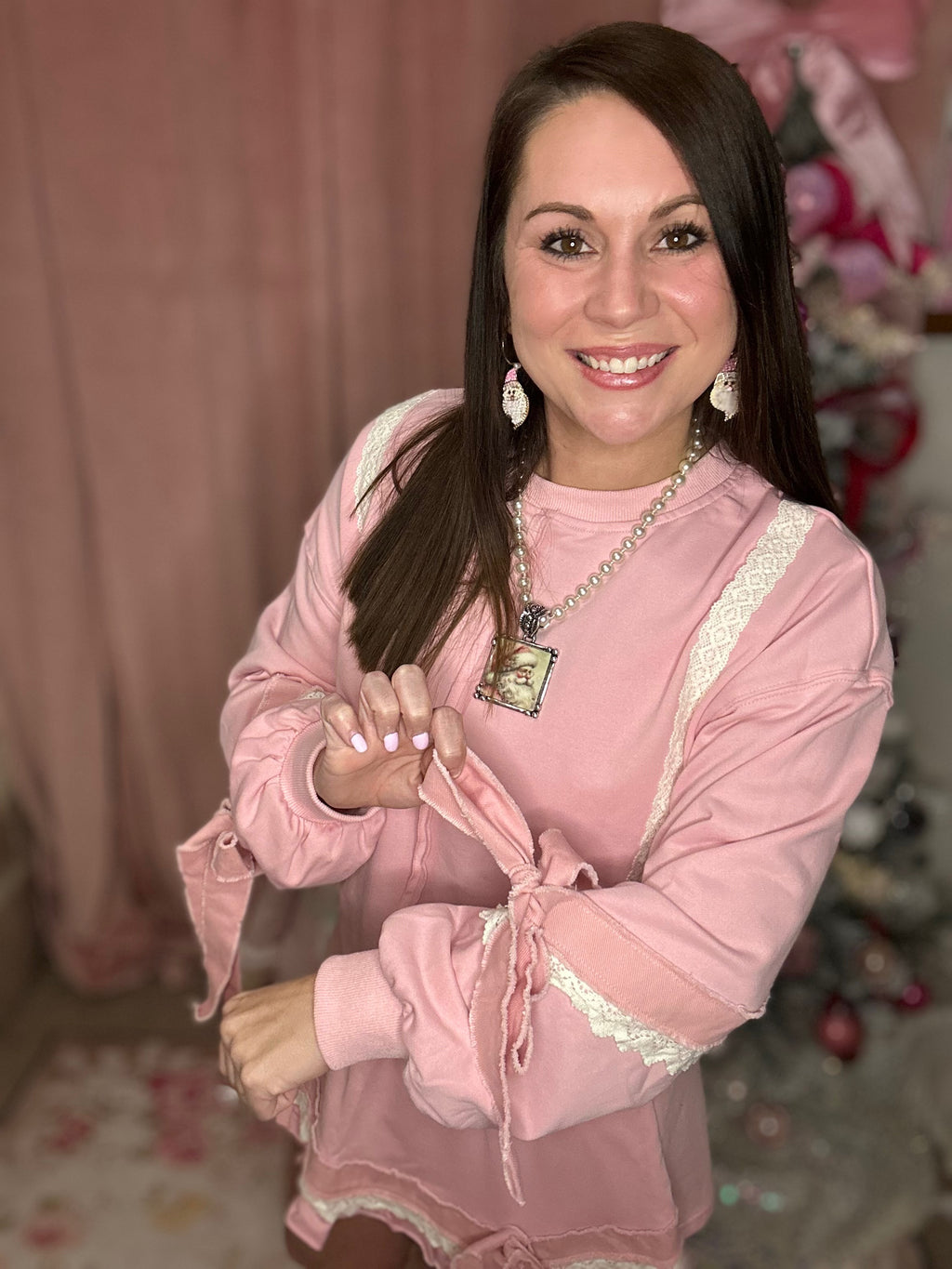 Lace Ribbon Sweat Set