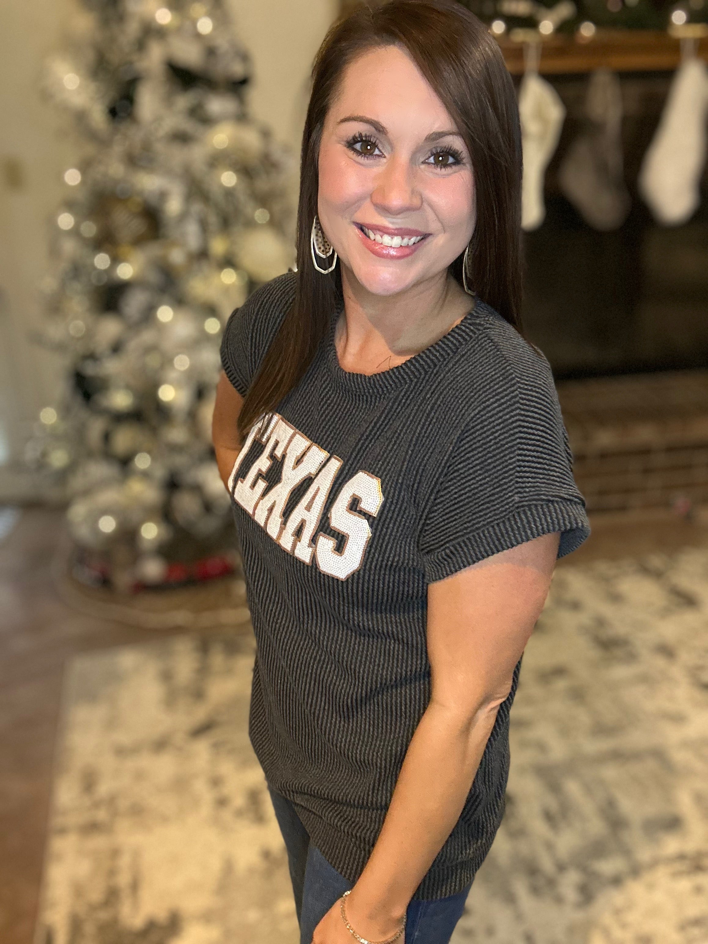 Texas Sequin Ribbed Tee