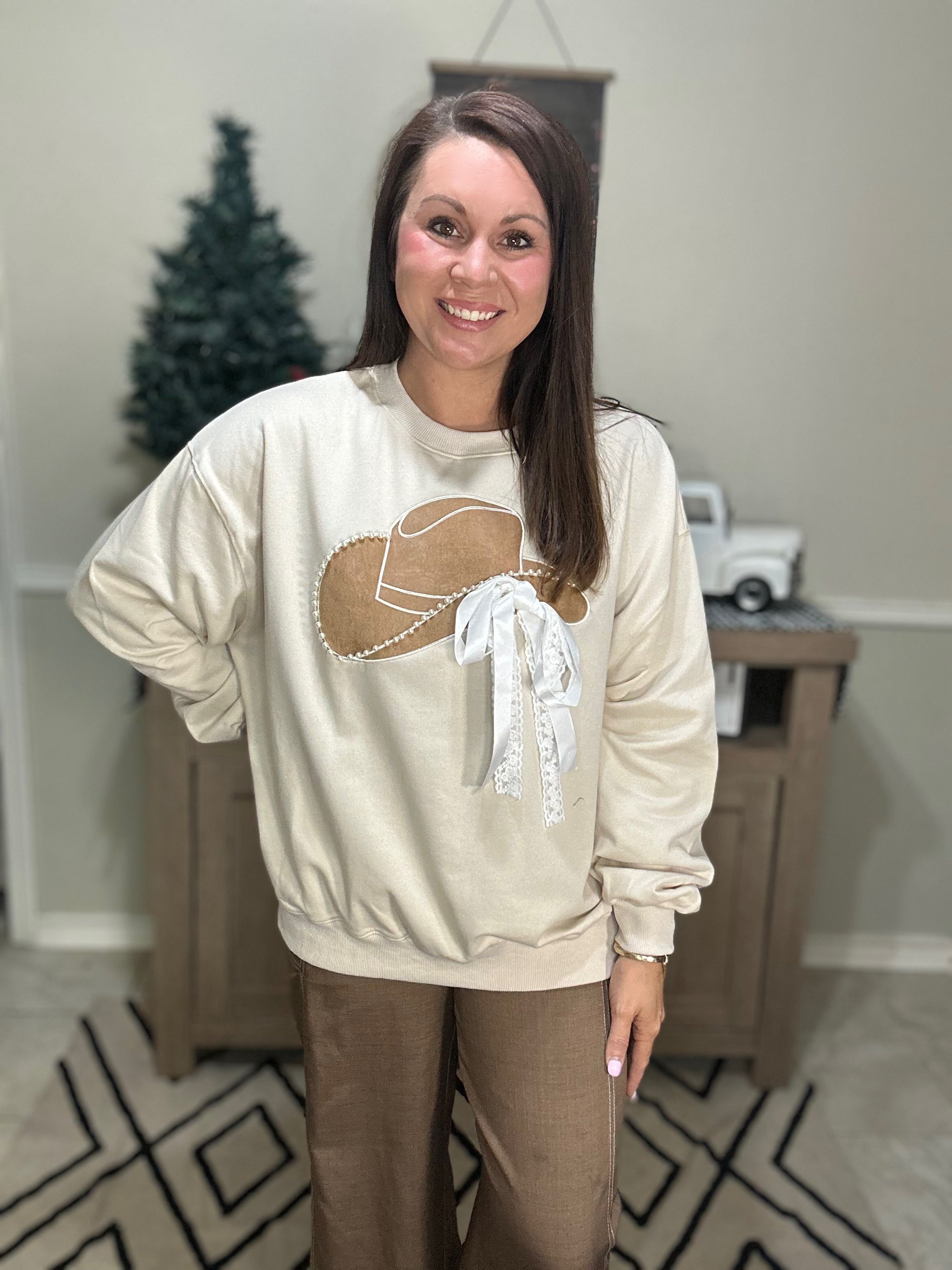Cowgirl Hat Applique Sweatshirt