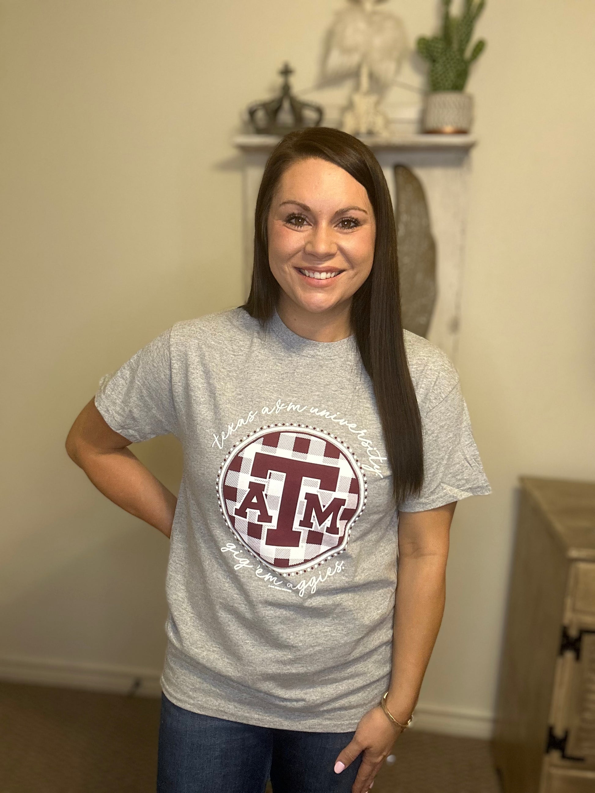 College A&M Plaid Graphic-Tee