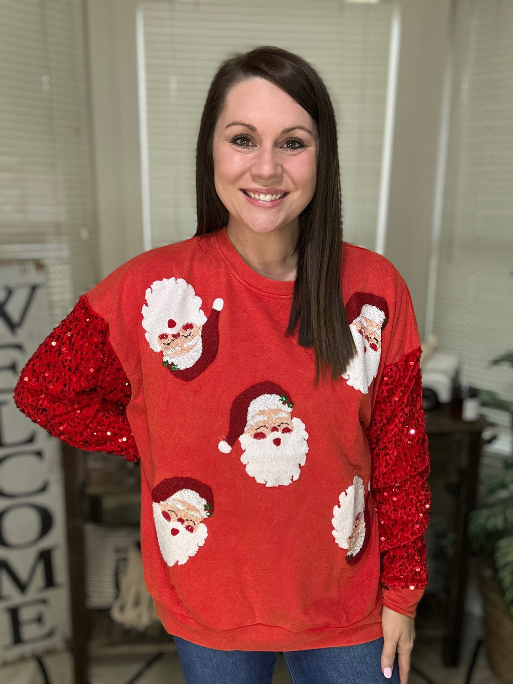 Sequin Santa Luxe Pullover